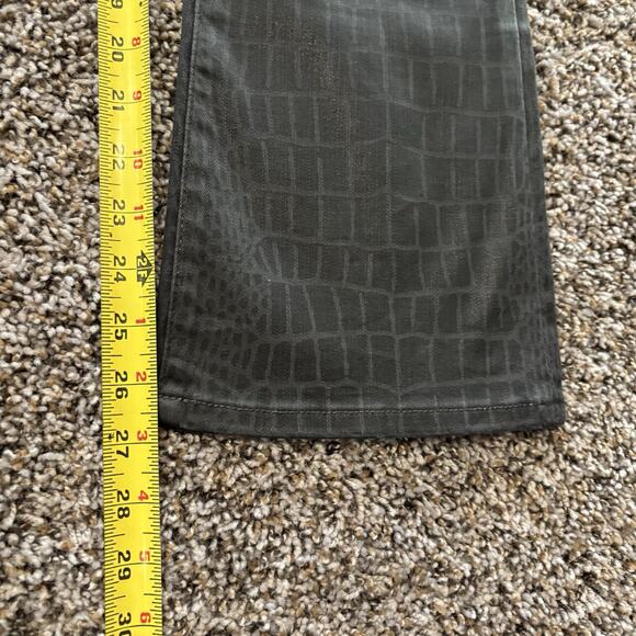 Frame Jeans 27 Gray Le Crop Mini Boot Coated Denim Noir Croc - Picture 9 of 13